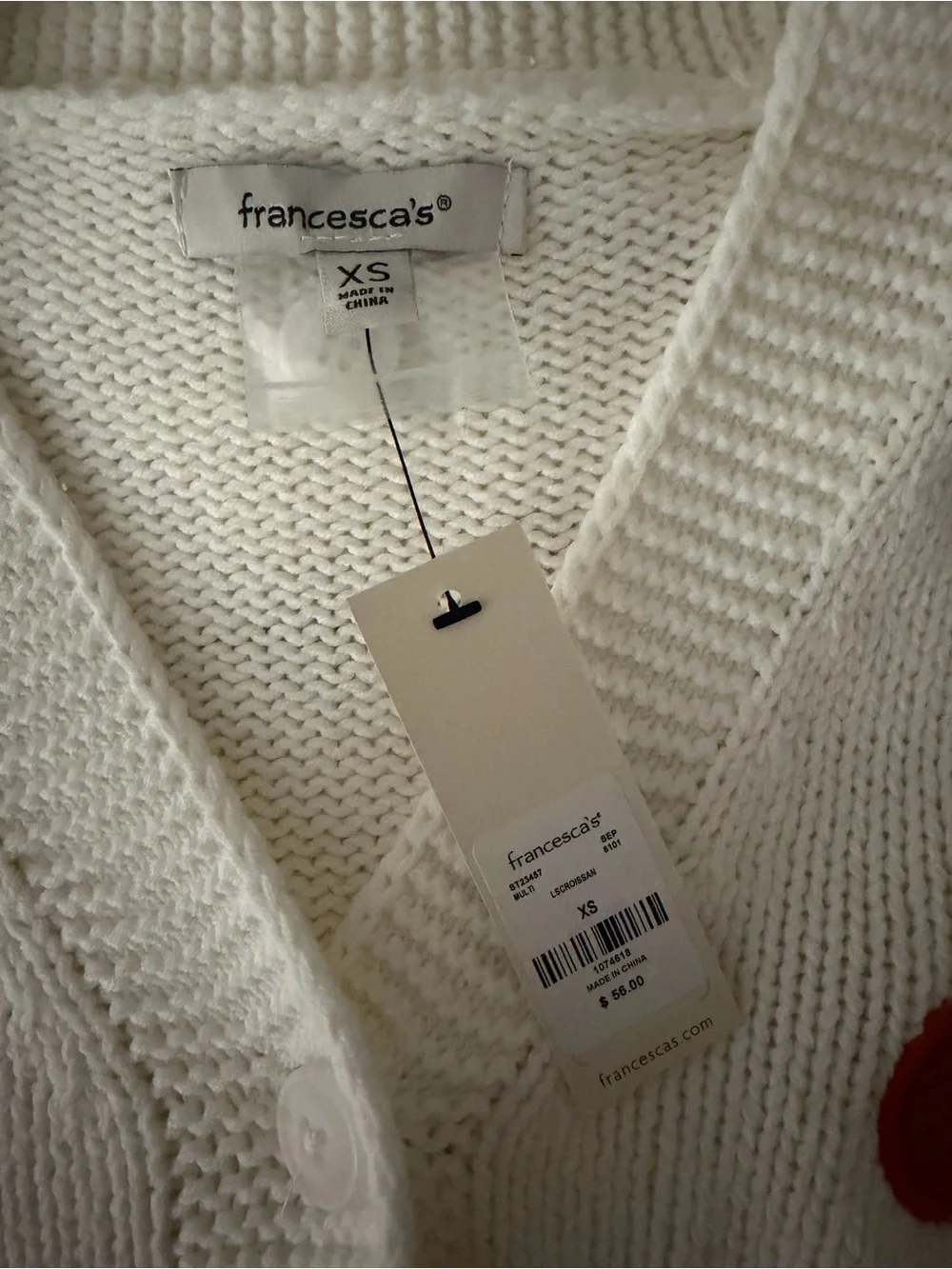 NWT Francesca's Bow & Croissants Cardigan/ Sweater